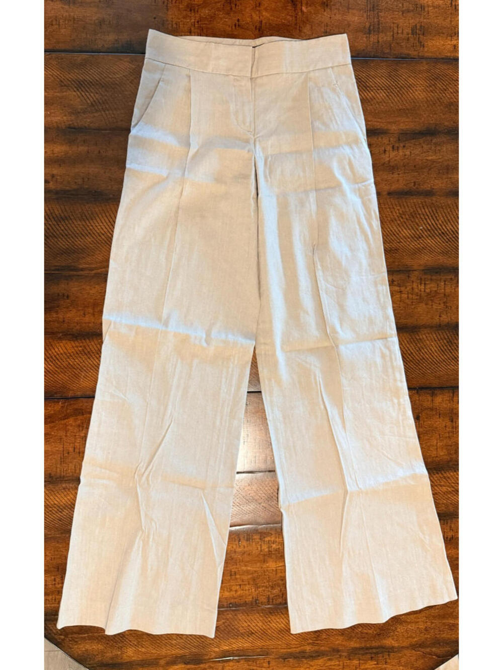 Theory Women's Wide Leg Linen Blend Dress Pant - Beige, Size 0